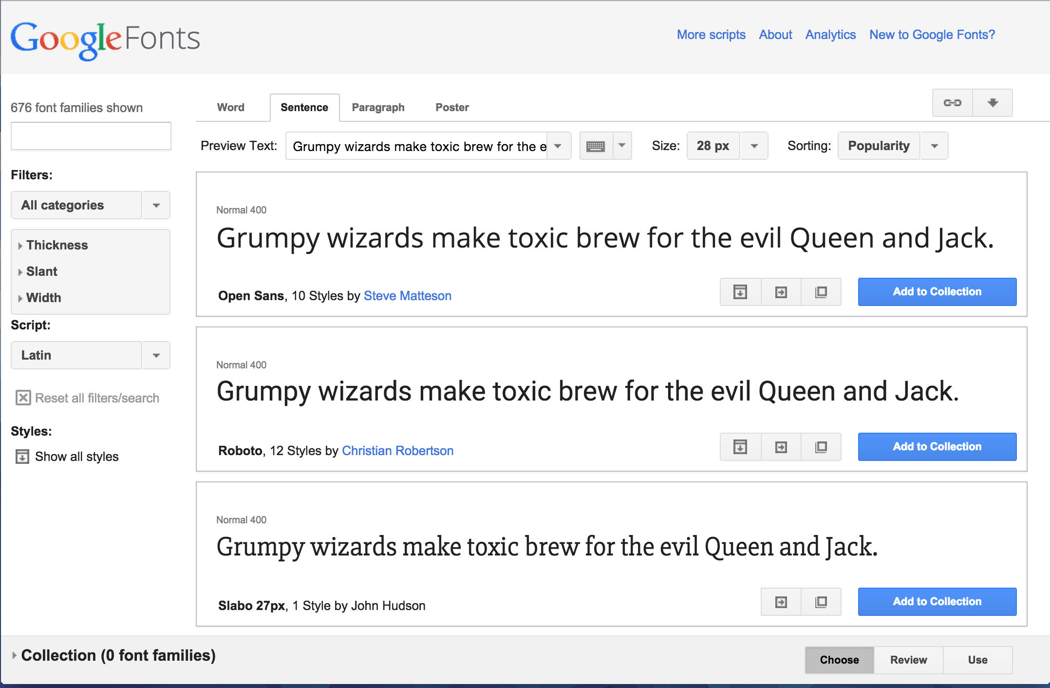 el interfaz de Google Fonts en el curso de programación desde cero de Incoming Startup